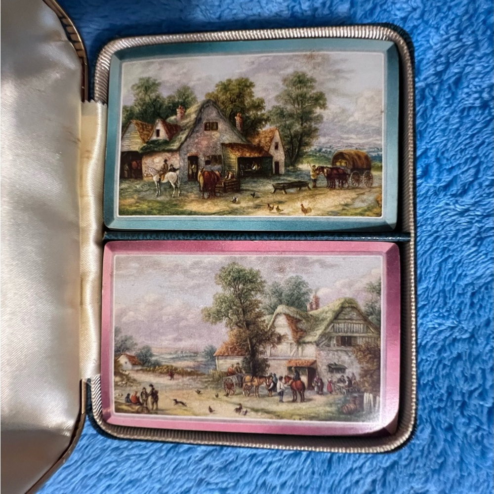 Antique  Art Playing Cards Set No. 1866 Meadow Mere W P Co Racine, Wis With Case